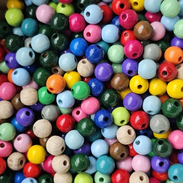 8mm wooden bead mix 100g - SALE — Kiki-Ena natural wood craft materials