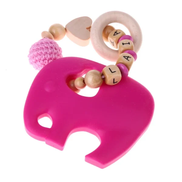 Deep Pink Elephant Teething Ring Craft Set — Kiki-Ena Craft Materials Natural Wood