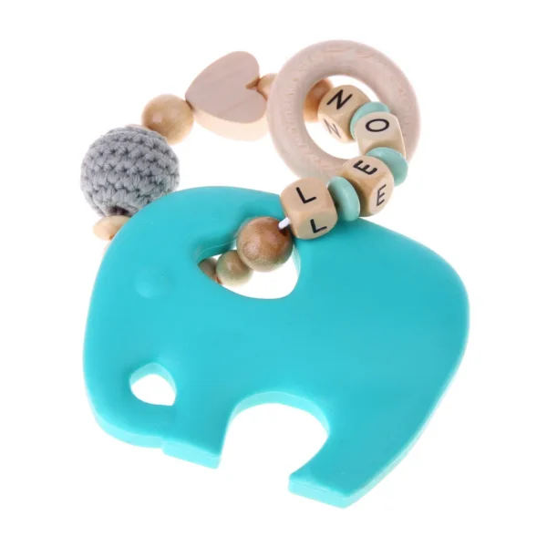 Light Turquoise Elephant Teether Craft Kit — Kiki-Ena Natural Wood Craft Materials