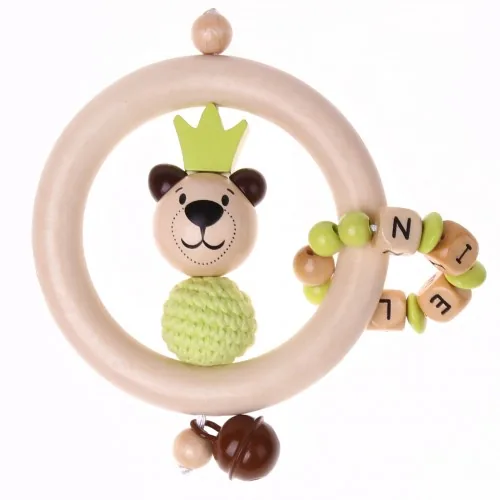 Craft Set Teether Bear with Crown lemon — Kiki-Ena Natural Wood Craft Materials