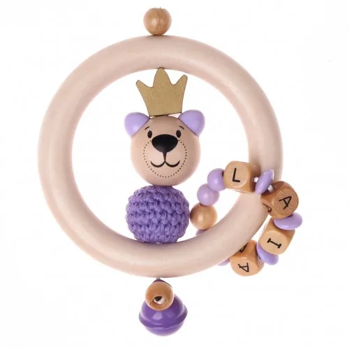 Purple bear with crown grasping toy craft kit — Kiki-Ena natural wood craft supplies