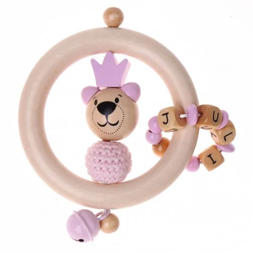 Pink Bear with Crown Grasping Toy Craft Set — Kiki-Ena Craft Materials Natural Wood