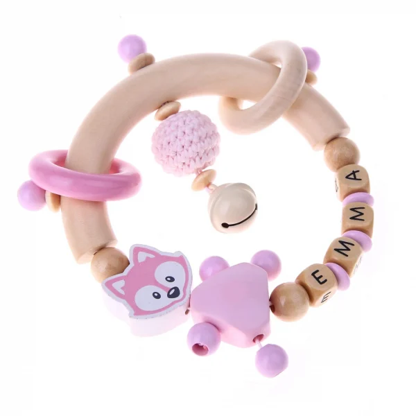 Craft Kit Grip Toy Fox Baby Pink — Kiki-Ena Natural Wood Craft Material
