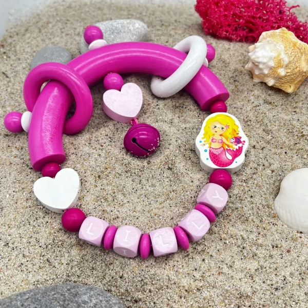Mermaid Teething Ring Craft Kit Pink — Kiki-Ena Craft Materials Natural Wood
