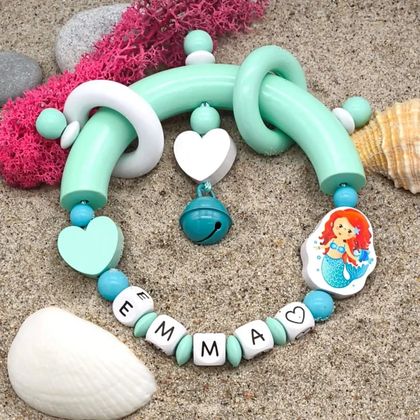 Mermaid Teething Ring Craft Kit Turquoise — Kiki-Ena Craft Materials Natural Wood