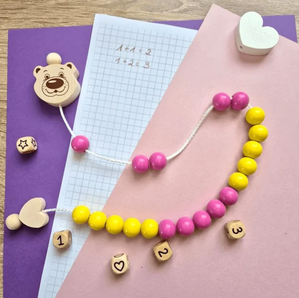 Wooden beads counting chain 'Bear' craft kit — Kiki-Ena Craft Materials – Natural Wood