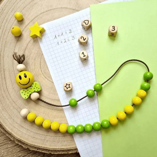 Wooden Beads Counting Chain Craft Set "Smile" — Kiki-Ena Craft Materials Natural Wood