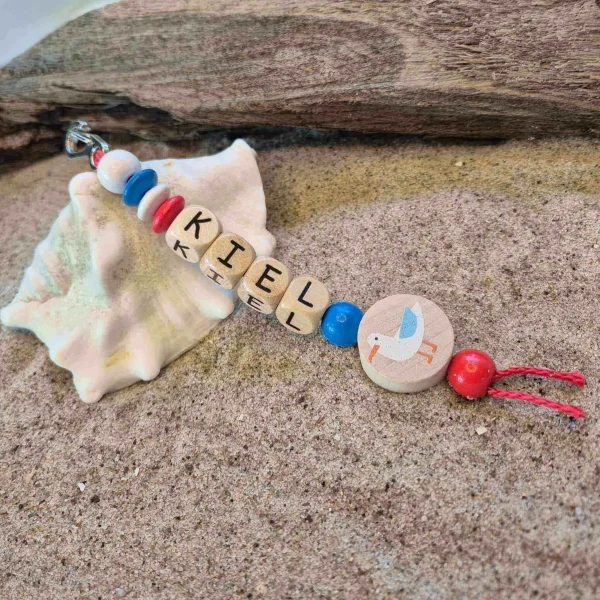 Wooden Bead Keyring "Seagull Kiel" Craft Kit — Kiki-Ena Natural Wood Craft Materials