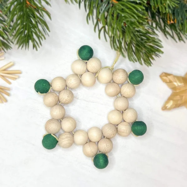 Craft Set Beaded Star Pendant Christmas • Green — Kiki-Ena Craft Materials Natural Wood