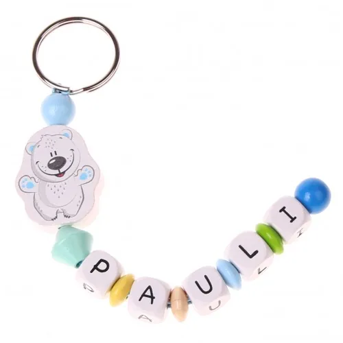 Polar bear (blue) keychain craft kit — Kiki-Ena natural wood craft supplies