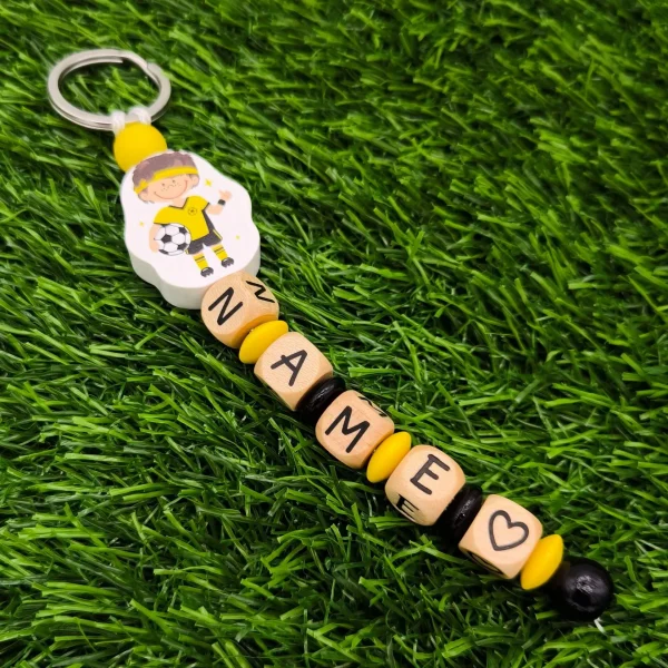 Footballer Keychain Craft Set • Yellow — Kiki-Ena Natural Wood Craft Materials