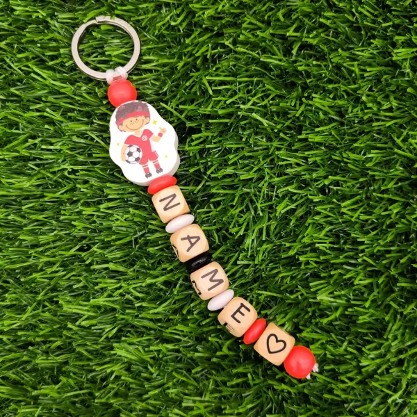 Footballer Keychain Craft Set • Red — Kiki-Ena Natural Wood Craft Materials