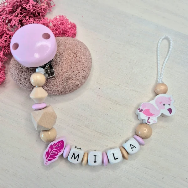 Dummy chain craft kit Flamingo pink — Kiki-Ena natural wood craft materials