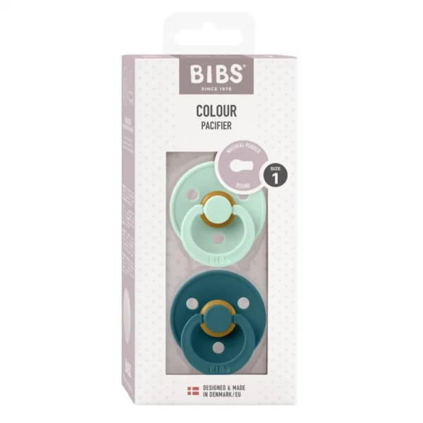 BIBS Dummy - Colour 2-Pack, Size 1, Nordic Mint/Forest Lake — Kiki-Ena Craft Materials Natural Wood