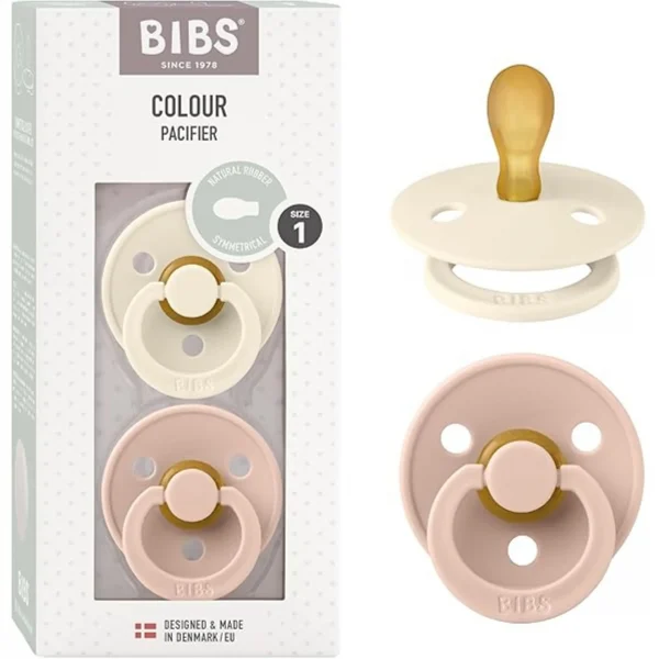 BIBS Dummy - Colour 2-Pack, Size 1, Vanilla/Blush — Kiki-Ena Craft Materials Natural Wood
