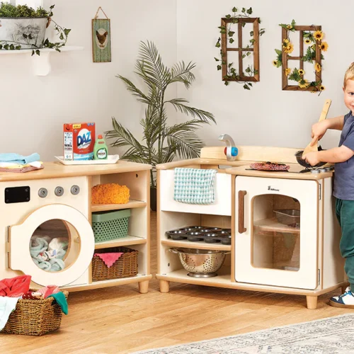 Boston Play Kitchen & Wash Station Set — Millhouse Learning Toys School