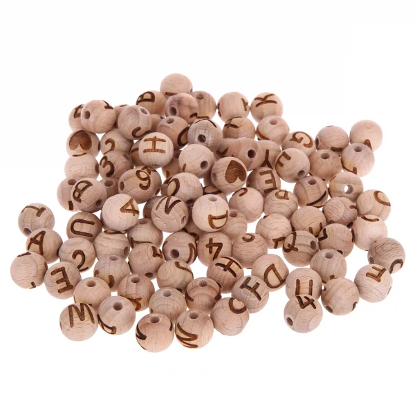 Letter Beads 12mm with Laser Engraving - Horizontally Drilled — Kiki-Ena Natural Wood Craft Materials