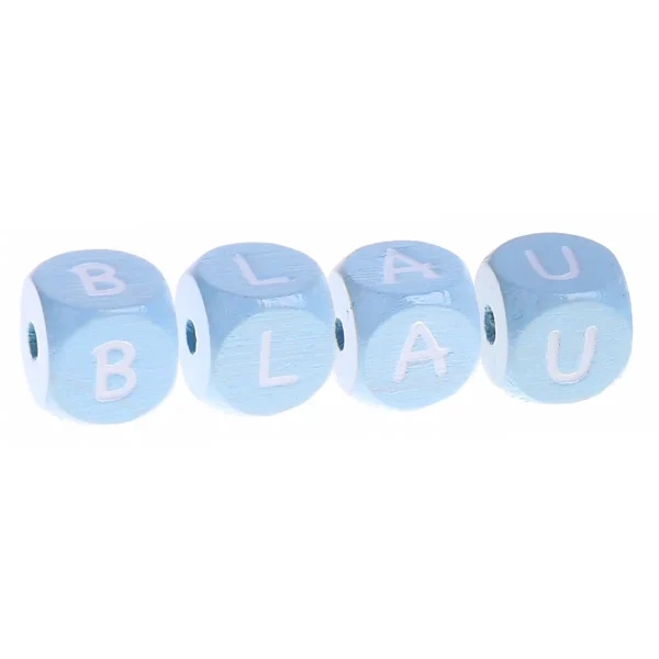 Letter beads baby blue 10x10mm — Kiki-Ena natural wood craft materials