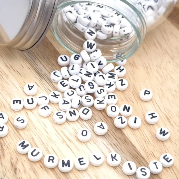 Plastic Letter Bead Mix • Ø7mm • White • 25g — Kiki-Ena Craft Materials Natural Wood