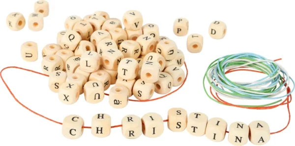 Printed wooden letter cubes 11mm B-grade 300 pieces — Kiki-Ena natural wood craft materials