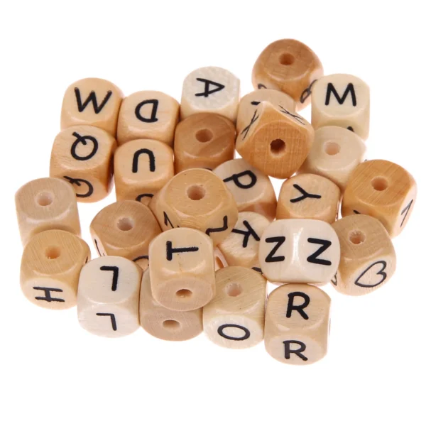 Embossed Wooden Letter Cube 10 mm — Kiki-Ena Craft Materials Natural Wood