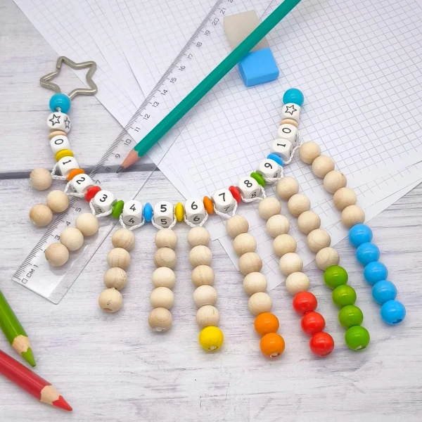 Colourful wooden beads counting chain • craft kit — Kiki-Ena Craft Materials – Natural Wood