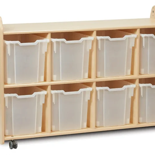 Discovery Shelf Storage with 8 Clear Shelves (4 Columns) — Millhouse Learning Toys School