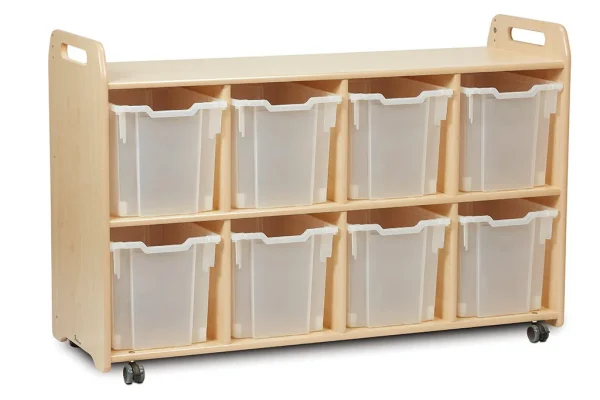 Discovery Shelf Storage with 8 Clear Shelves (4 Columns) — Millhouse Learning Toys School