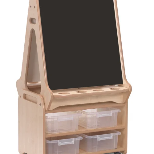 Double-Sided 2-Station Chalkboard/Whiteboard Easel with High Storage Trolley — Millhouse Educational Toys School