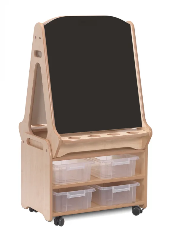 Double-Sided 2-Station Chalkboard/Whiteboard Easel with High Storage Trolley — Millhouse Educational Toys School