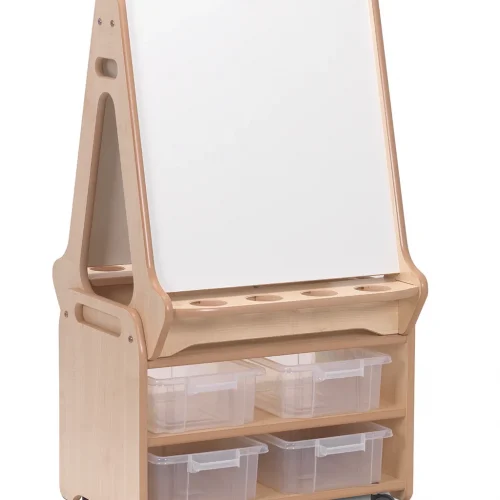 Double-Sided 2-Station Whiteboard Easel with High Storage Trolley — Millhouse Educational Toys School