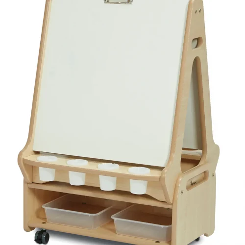 Double-Sided 2-Station Whiteboard Easel with Low Storage Trolley — Millhouse Educational Toys School