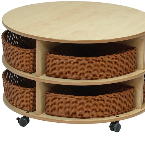 Double-Tier Mobile Circular Storage Unit with Baskets — Millhouse Learning Toys School