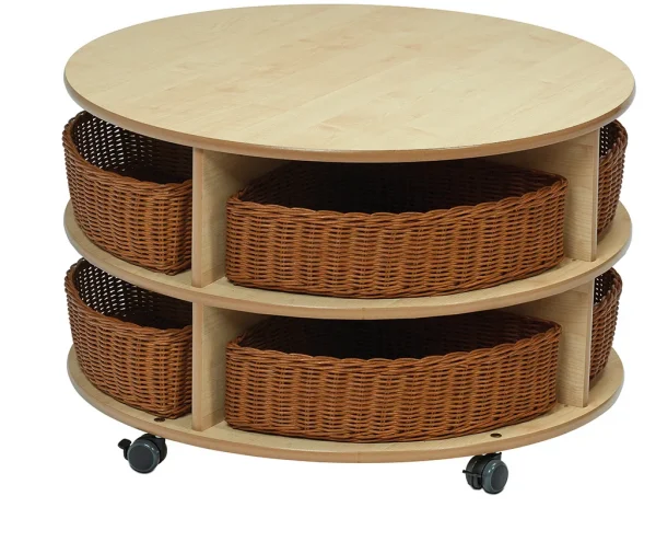 Double-Tier Mobile Circular Storage Unit with Baskets — Millhouse Learning Toys School