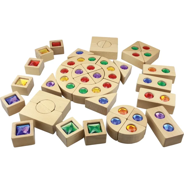 Gemstone Building Blocks Set of 40 — Kiki-Ena Craft Materials Natural Wood