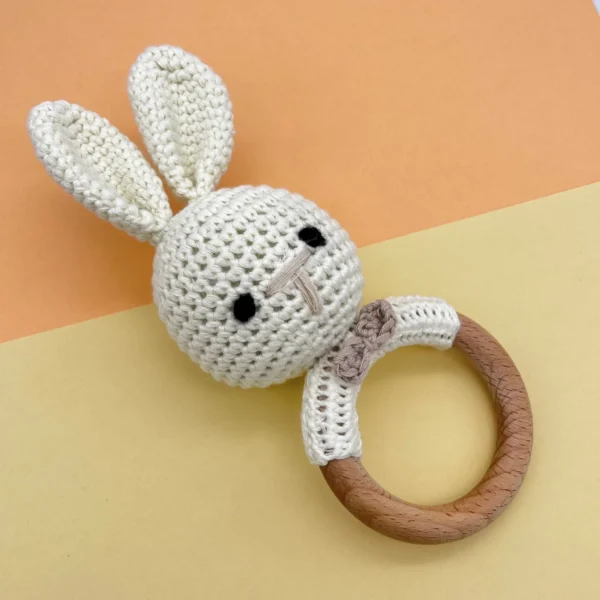 Crocheted Grasping Toy Rabbit — Kiki-Ena Craft Materials Natural Wood