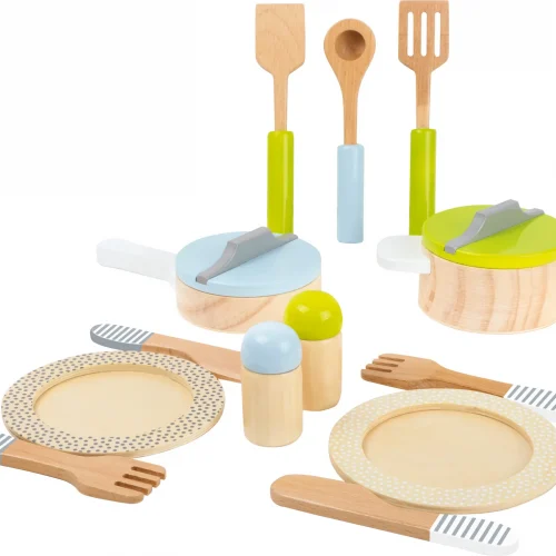 Play Kitchen Crockery and Cookware Set — Millhouse Learning Toys School