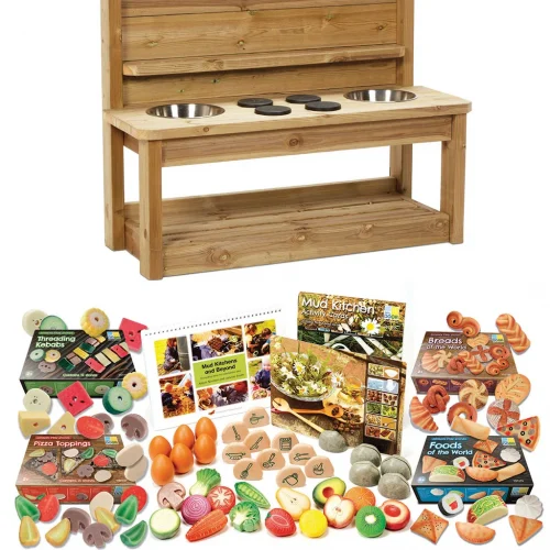 Large Mud Kitchen plus Mud Kitchen Set PT1143 — Millhouse Educational Toys School