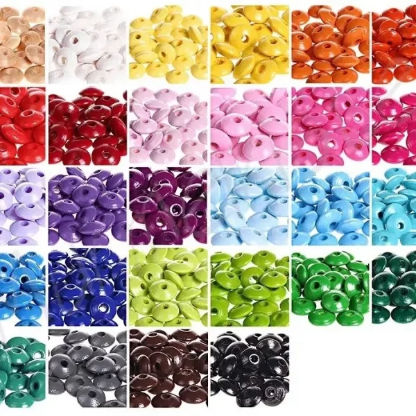 Bulk pack • 10mm lens beads wooden lenses • 500 pieces — Kiki-Ena Craft Materials Natural wood