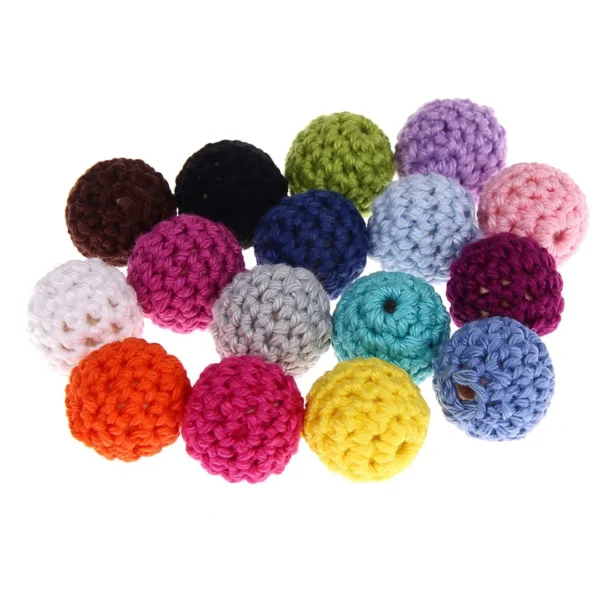 Crocheted bead 20mm — Kiki-Ena natural wood craft supplies