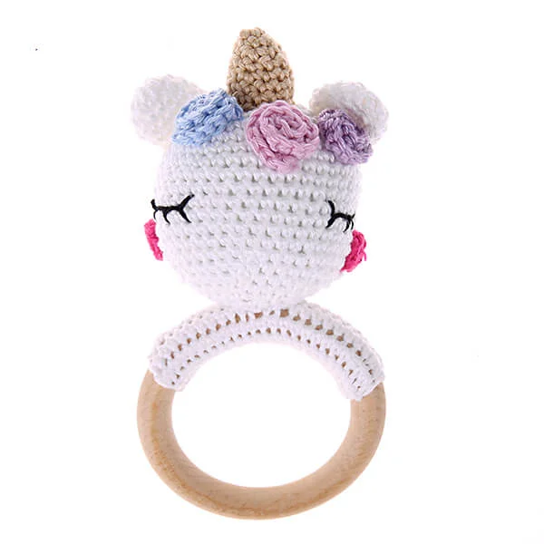 Crochet rattle Unicorn — Kiki-Ena natural wood craft materials