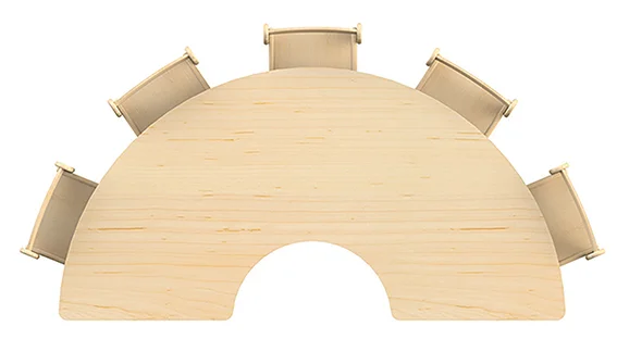 Semi-circular Table (W1630 x D560), Height-adjustable - Millhouse Educational Toys School