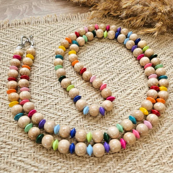 Wooden Beads Phone Charm "Happy" Craft Kit — Kiki-Ena natural wood craft materials