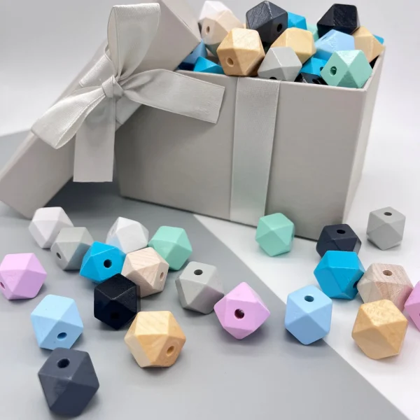 Hexagon Beads 16mm — Kiki-Ena Craft Material Natural Wood