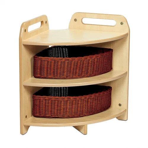 Tall 90° Corner Shelf with 2 Baskets — Millhouse Learning Toys School