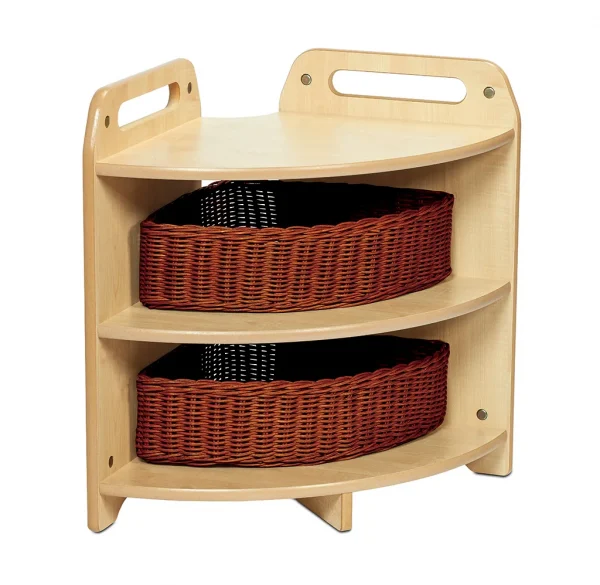 Tall 90° Corner Shelf with 2 Baskets — Millhouse Learning Toys School