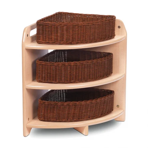 Tall 90° Corner Shelf with 3 Baskets — Millhouse Learning Toys School
