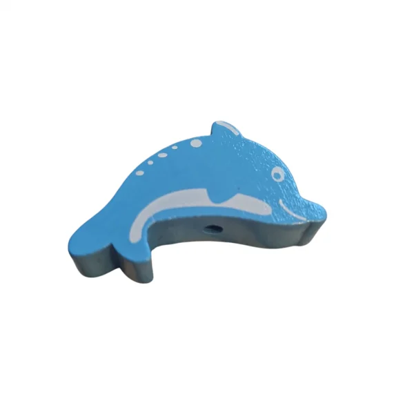 Wooden Bead 'Dolphin' Sky Blue — Kiki-Ena Natural Wood Craft Materials