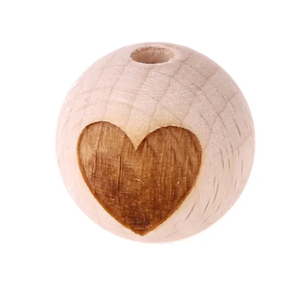 Wooden Heart Bead 20 mm — Kiki-Ena Craft Materials Natural Wood