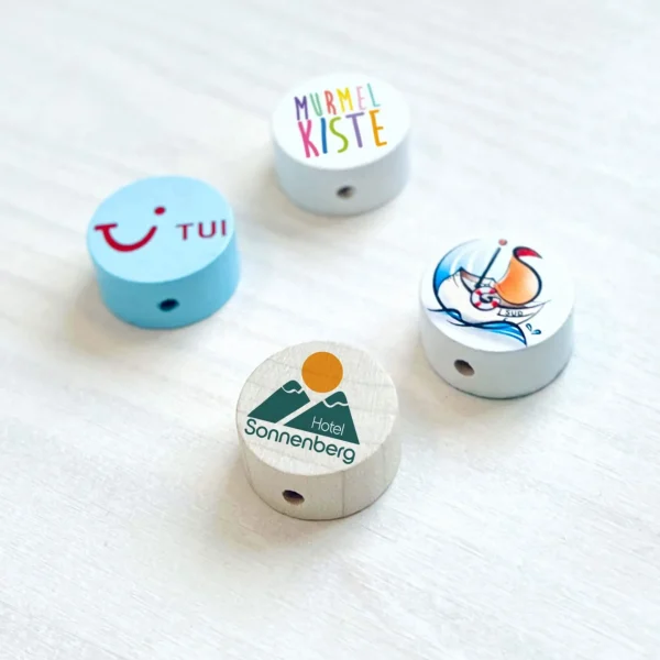 Wooden Bead with Logo — Kiki-Ena Natural Wood Craft Materials